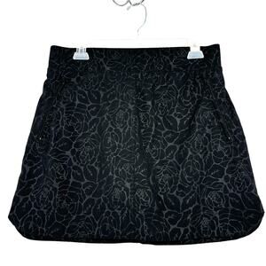 Orvis Skort Womens Size S Black Floral Print Inner Shorts Stretch Pull On
